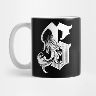 illustration of G font vintage style hand drawing design Mug